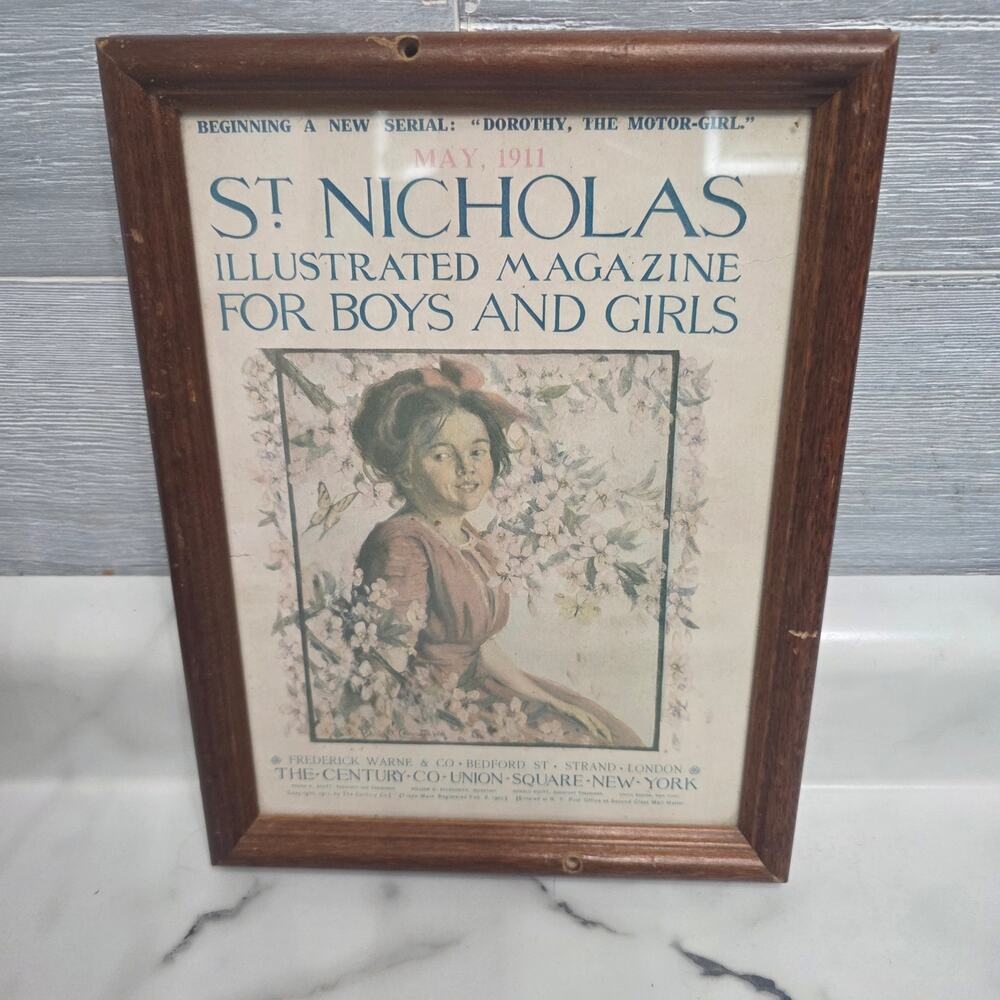 1911 St. Nicholas Magazine Cover Jessie Willcox Smith Framed Antique Art